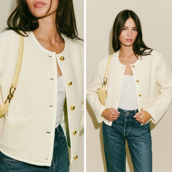 REFORMATION Dale Wool Ivory Jacket XL - Picture 2 of 7